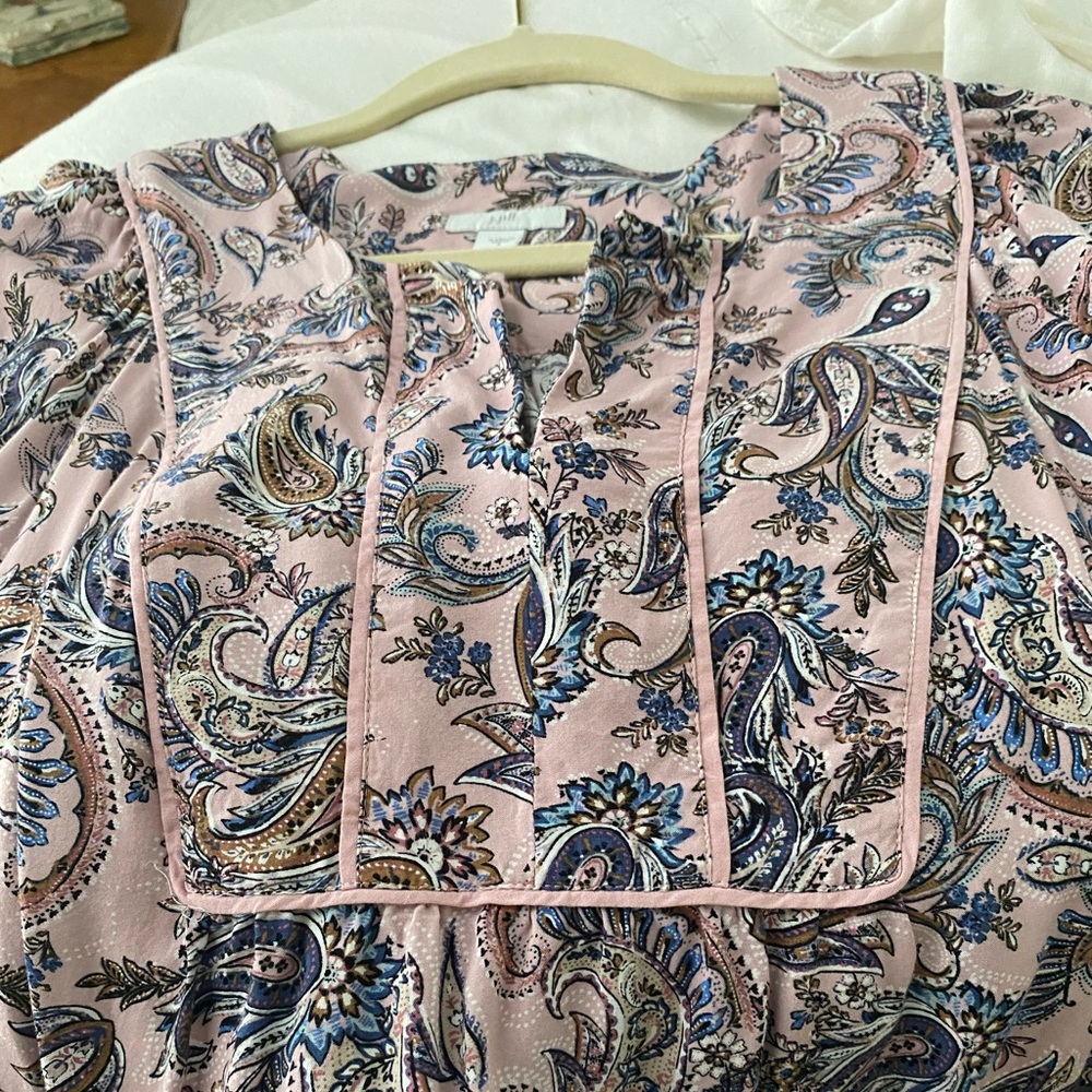 J. Jill Boho Pink and Blue Paisley Top
